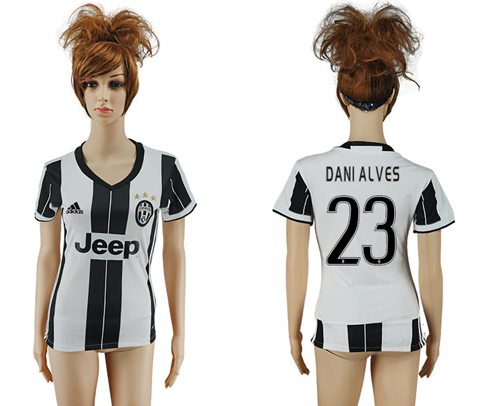 Women's Juventus #23 Dani Alves Home Soccer Club Jersey